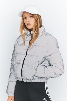 fila toto reflective silver cropped puffer jacket