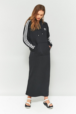 adidas originals black three stripe hoodie maxi dress