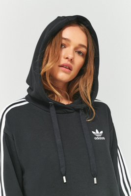 adidas originals black three stripe hoodie maxi dress