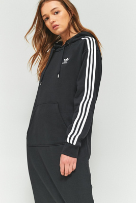 adidas originals black three stripe hoodie maxi dress