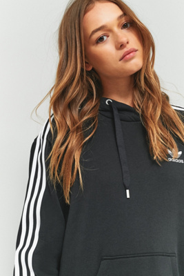 adidas originals black three stripe hoodie maxi dress