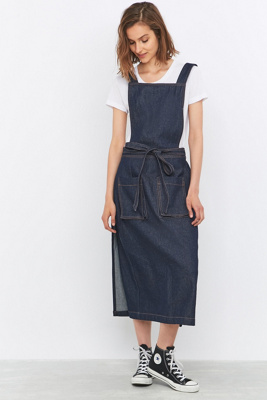 denim apron midi dress