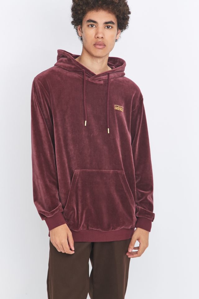 adidas Originals Maroon Velour Pullover Hoodie | Urban Outfitters UK