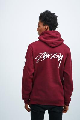 stussy burgundy hoodie