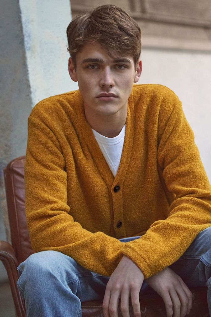 Loom Boucle Yellow Cardigan | Urban Outfitters UK