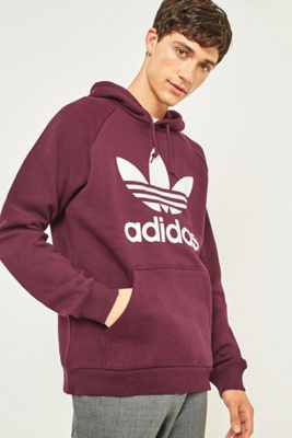 maroon adidas trefoil hoodie