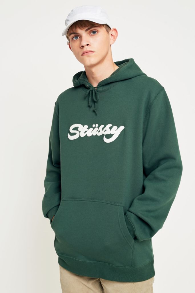 Stussy Chenille Applique Moss Hoodie | Urban Outfitters UK