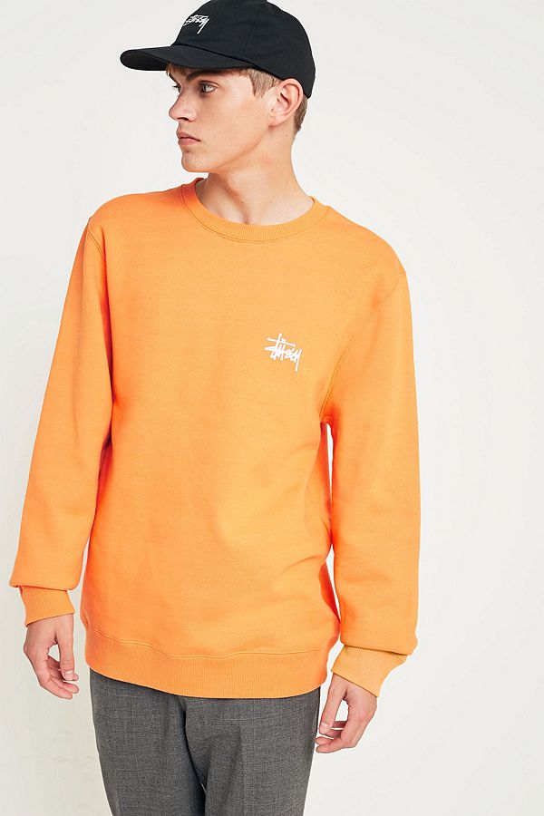 Stussy Basic Logo Apricot Crewneck Sweatshirt | Urban Outfitters UK