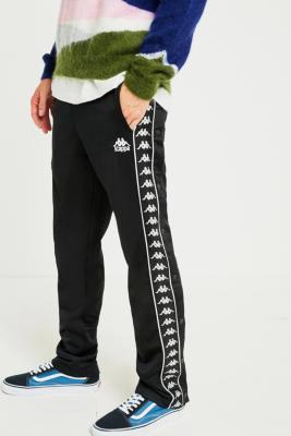 kappa astoria slim black popper track pants