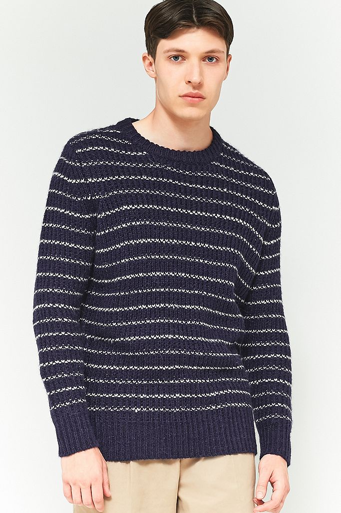 Rolla’s Navy and Ecru Striped Knit Jumper | Urban Outfitters UK