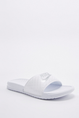 nike silver sliders