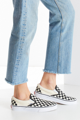 black & cream classic checkerboard trainers