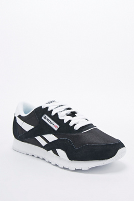 reebok black nylon classic trainers