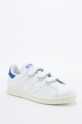 adidas originals stan smith velcro sneakers in white and blue