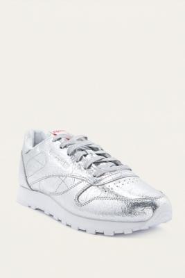 reebok classic silver hd leather trainers