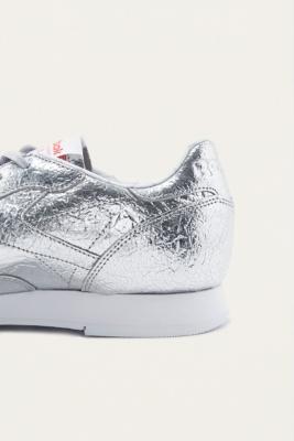 reebok classic silver hd leather trainers