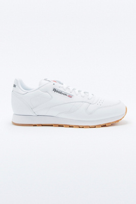 reebok classic white leather trainers with gum sole