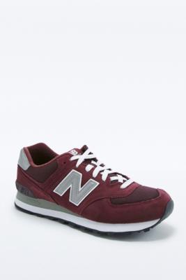 new balance 574 classic burgundy suede running trainers