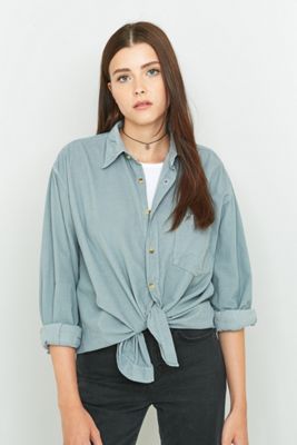 Urban Renewal Vintage Customised Overdyed Grey Pinwell Corduroy Shirt