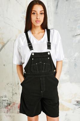 black denim dungaree shorts