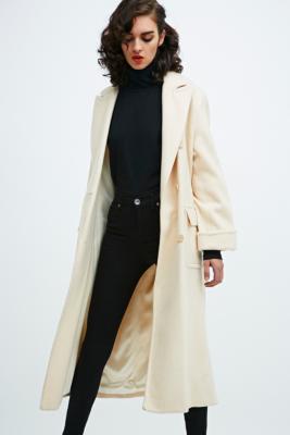 long cream duster coat