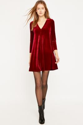 long sleeve velvet swing dress