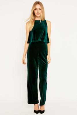 urban outfitters green velvet jumpsuit