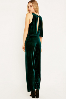 urban outfitters green velvet jumpsuit