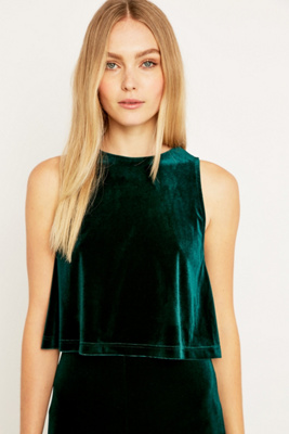 urban outfitters green velvet jumpsuit