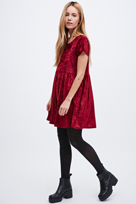 burgundy babydoll dress