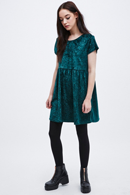 crushed velvet babydoll dress