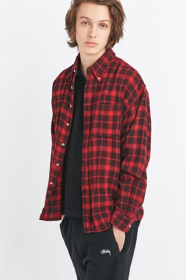 Urban Renewal Vintage Customised Red Flannel Shirt Urban Outfitters UK