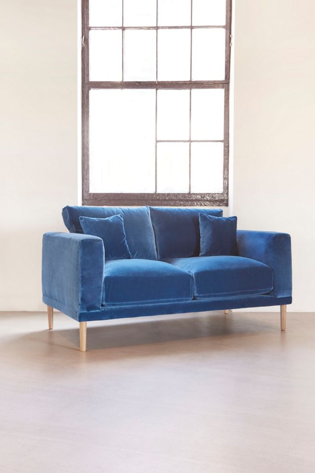 Harley 2Seater Blue Velvet Sofa Urban Outfitters UK