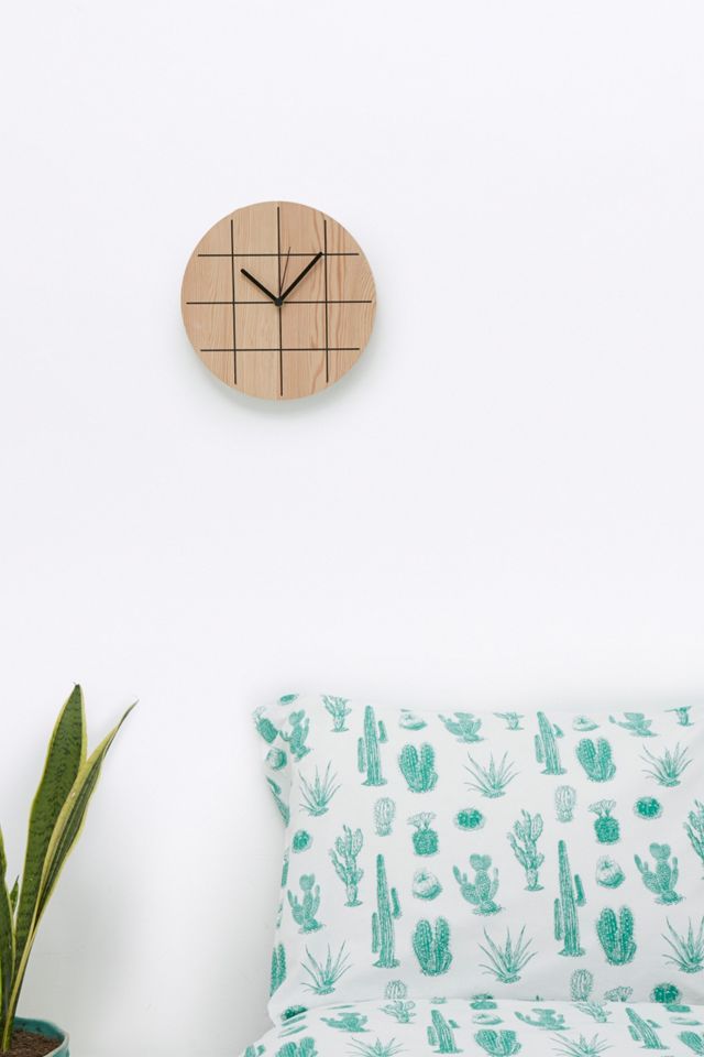 Wooden Grid Clock Urban Outfitters UK