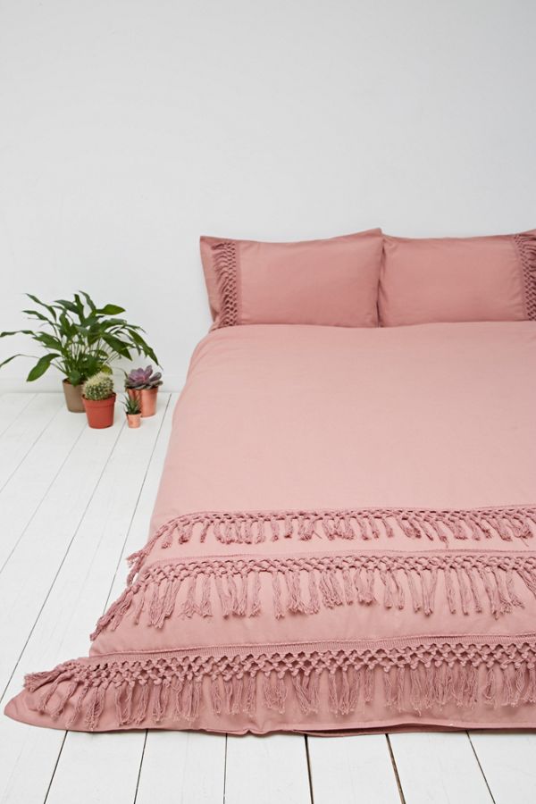 Tassel Duvet Cover In Rose Urban Outfitters Uk