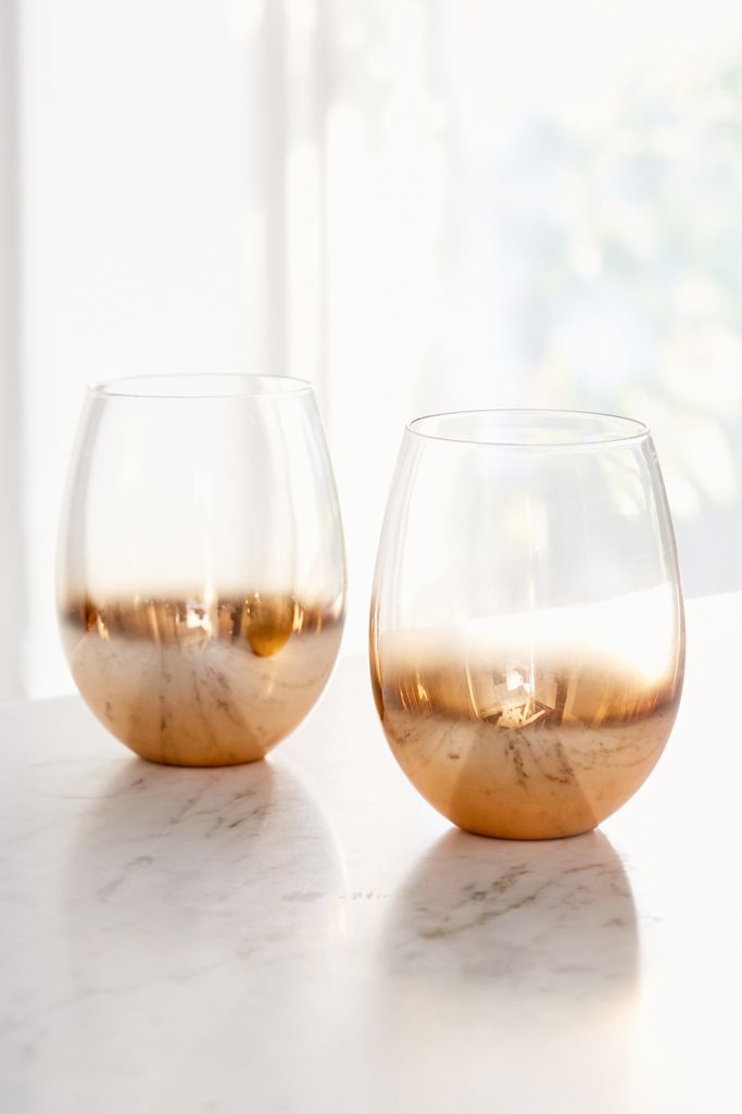 Copper Ombre Stemless Wine Glass Set Urban Outfitters UK