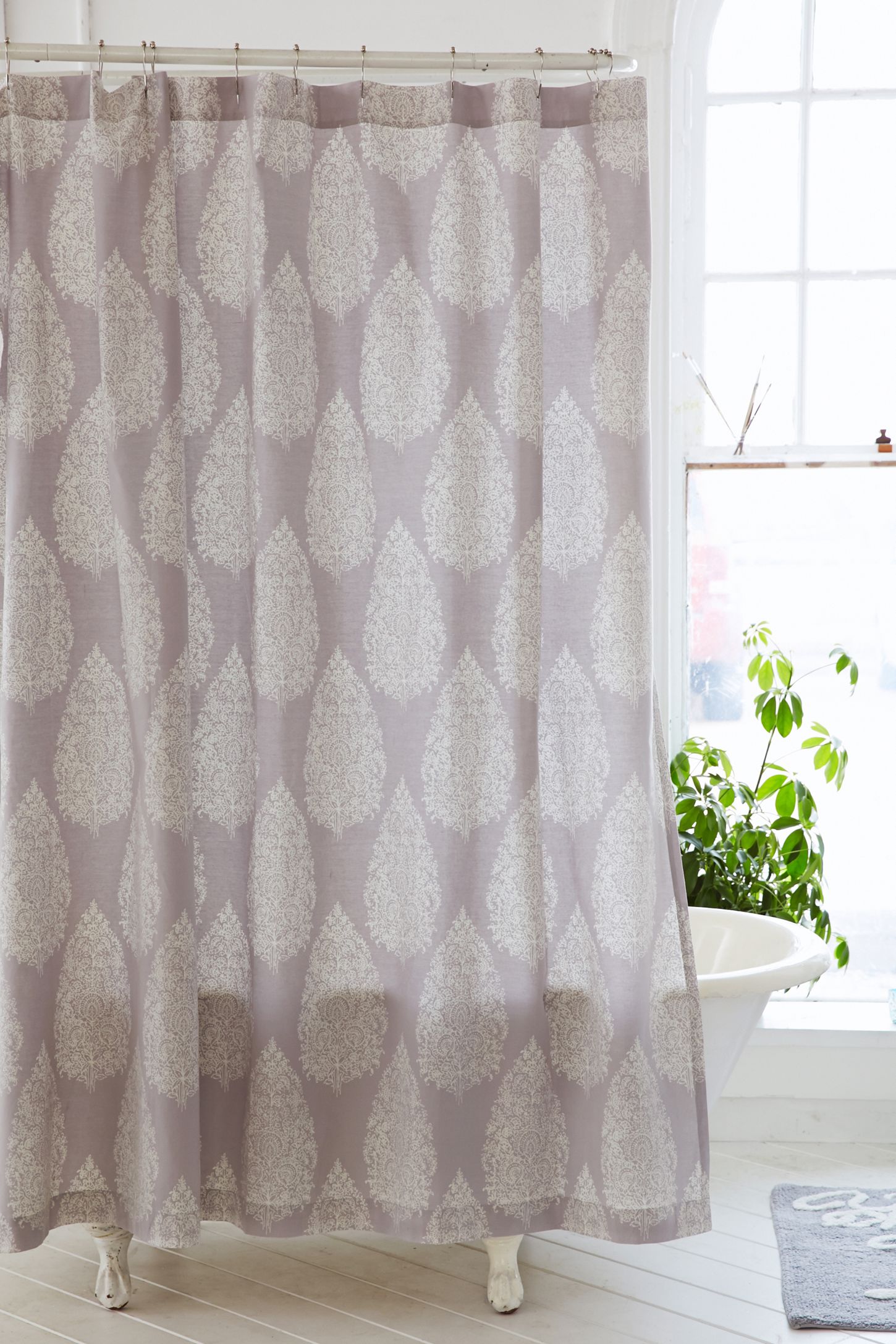 Kylee Block Print Shower Curtain In Green Urban Outfitters Uk