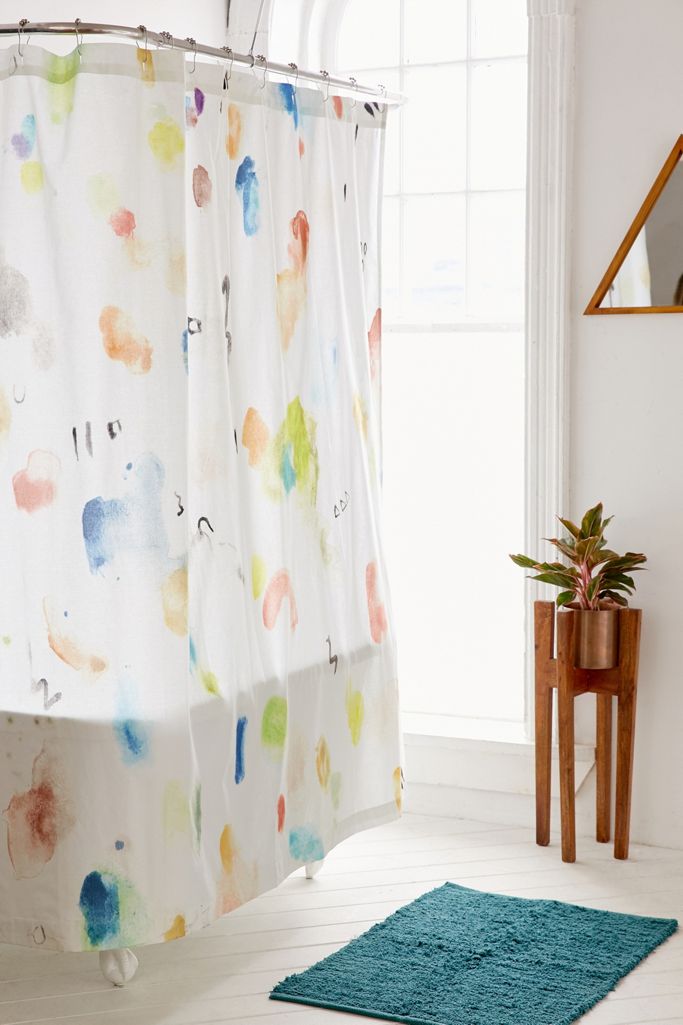 Painterly Marks Shower Curtain Urban Outfitters UK