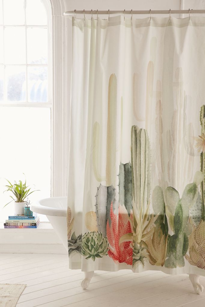 Cactus Landscape Shower Curtain | Urban Outfitters UK
