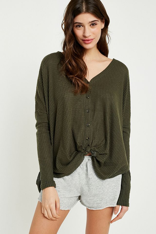 Out From Under Jojo Oversized Thermal Button-Front Top | Urban ...
