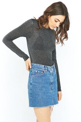 Black Lurex Mesh Bodysuit