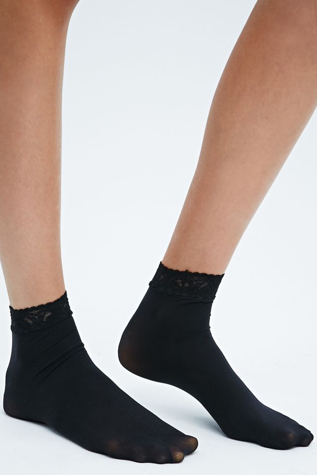60 Denier Lace Pop Socks in Black Urban Outfitters UK