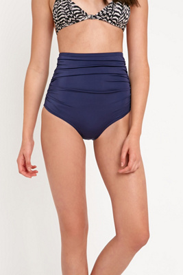 navy blue high waisted bikini bottoms