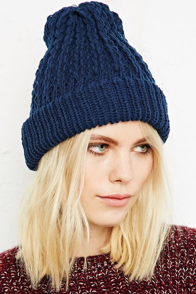 Chunky Knit Beanie Hat in Navy | Urban Outfitters UK