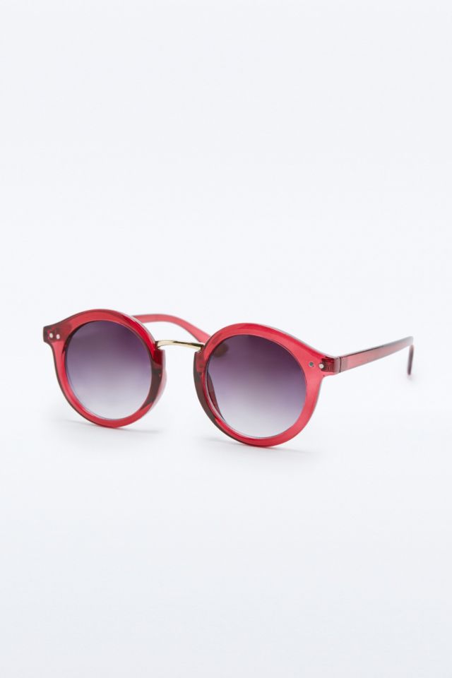 Preppy Burgundy Crystal Round Sunglasses | Urban Outfitters UK