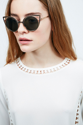 metal cut out cat eye sunglasses