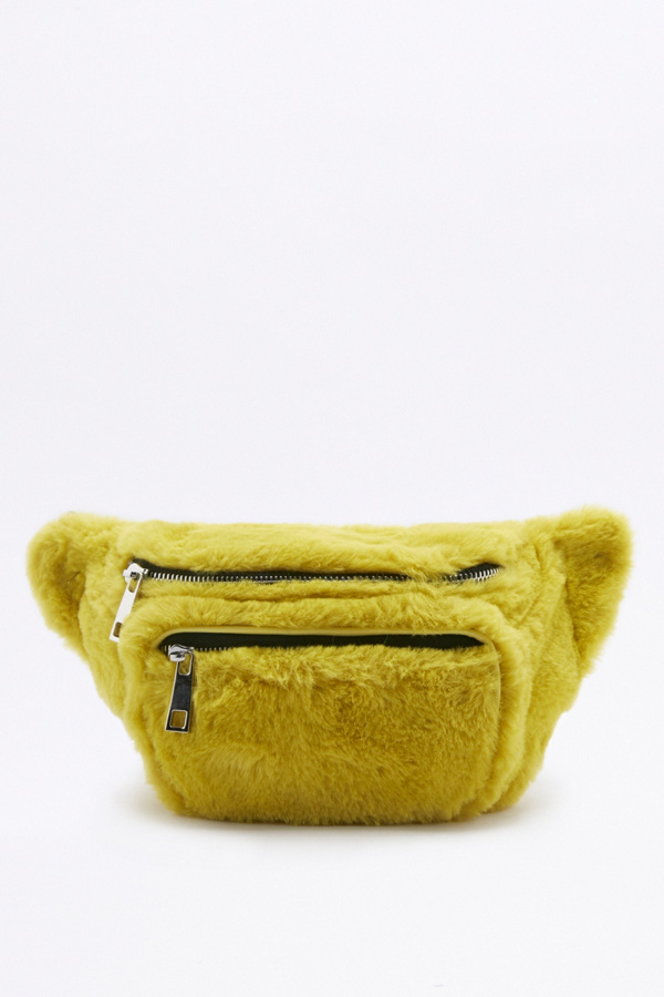 Yellow FauxFur Cross Body Bum Bag Urban Outfitters UK