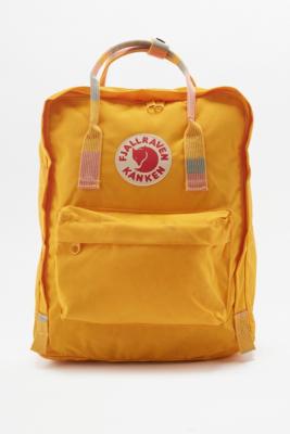 fjallraven kanken warm yellow striped handle backpack