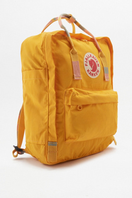 fjallraven kanken warm yellow striped handle backpack