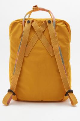 fjallraven kanken warm yellow striped handle backpack